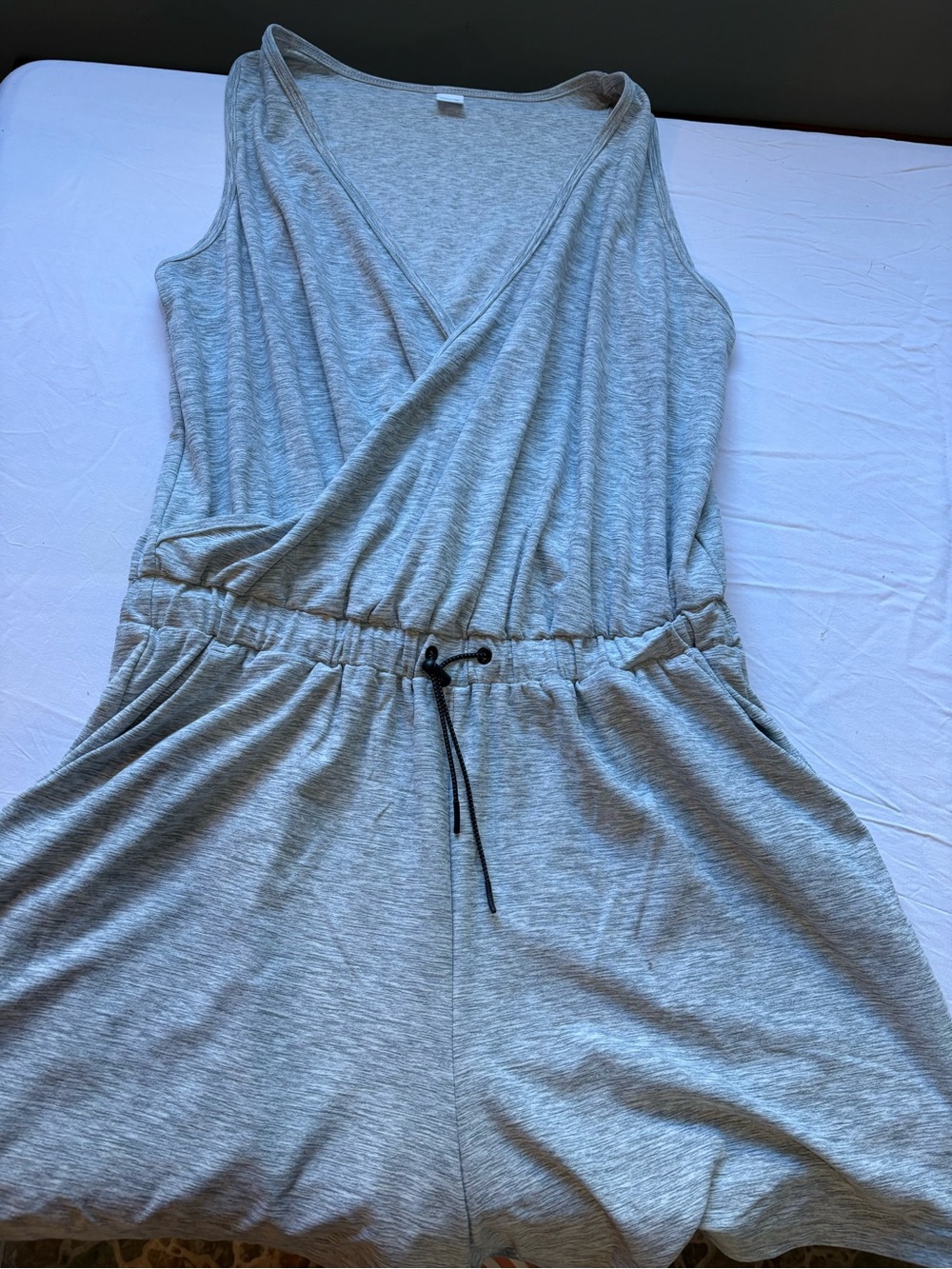 Light Gray Sleeveless Wrap Romper
